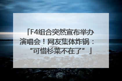 F4组合突然宣布举办演唱会！网友集体炸锅：“可惜杉菜不在了”